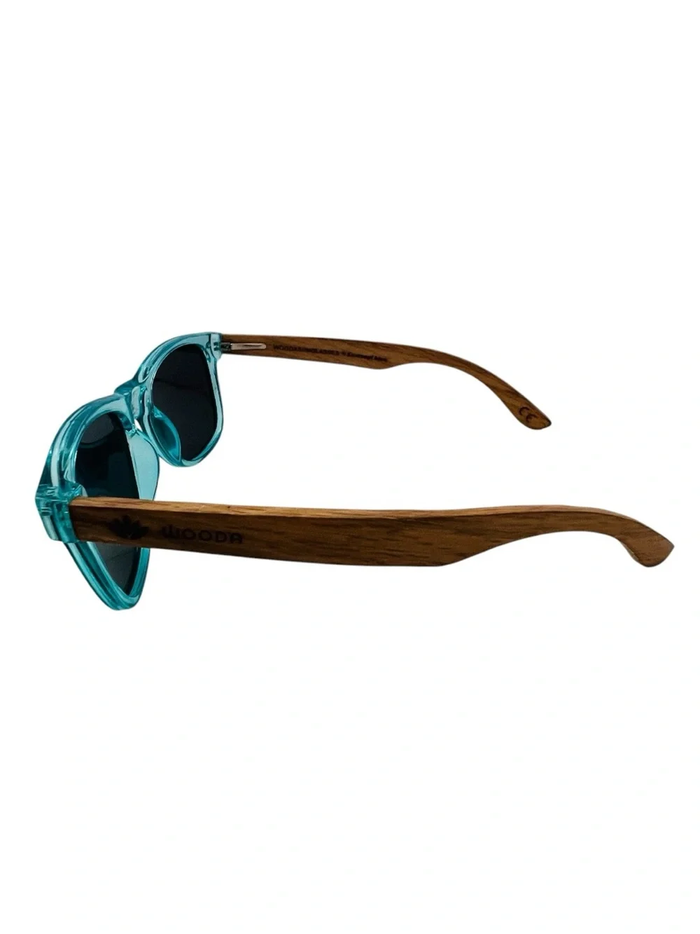 Woodasunglasses Turquoise Frame Sunglasses with Wood-Effect Temples